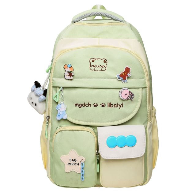 Cartoon Embroidered Nylon Backpack / Tote Bag