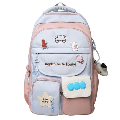Cartoon Embroidered Nylon Backpack / Tote Bag