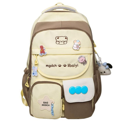 Cartoon Embroidered Nylon Backpack / Tote Bag