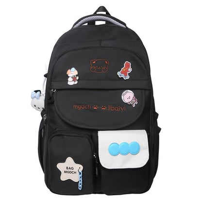 Cartoon Embroidered Nylon Backpack / Tote Bag
