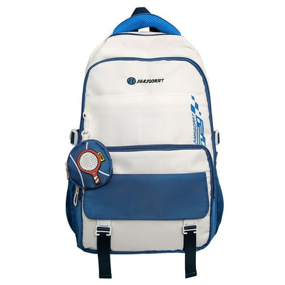 Set: Lettering Buckled Nylon Backpack + Coin Purse