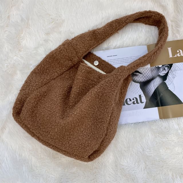 Plain Faux Shearling Shoulder Bag