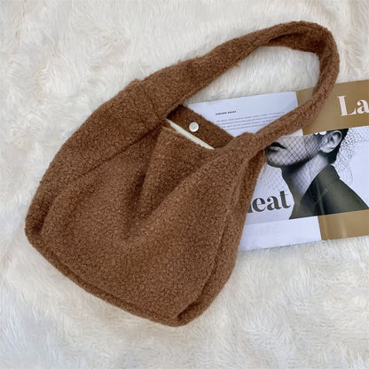 Plain Faux Shearling Shoulder Bag