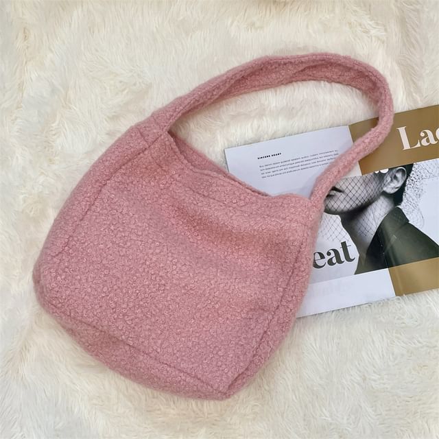 Plain Faux Shearling Shoulder Bag