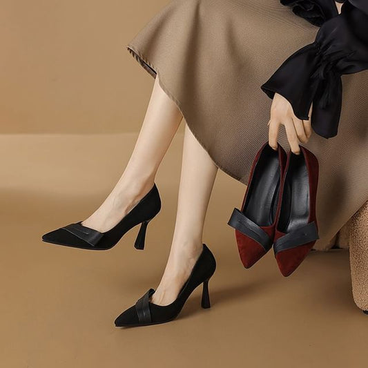 Pointed Toe Faux Suede Pumps