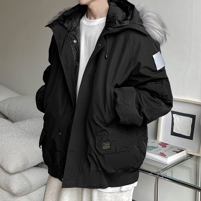 Hooded Faux Fur Zip-Up Parka