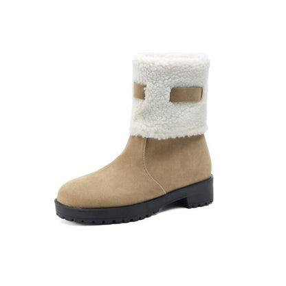 Platform Fleece Panel Faux Suede Short Boots