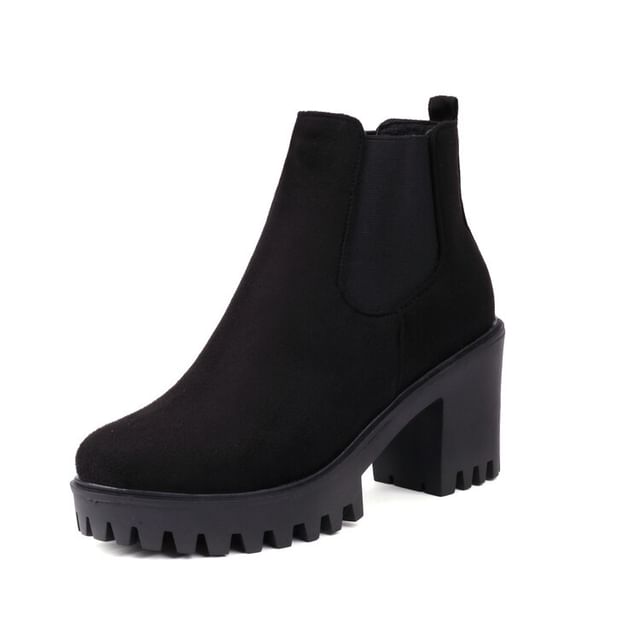 Platform Faux Suede Block Heel Chelsea Boots