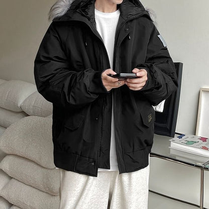 Hooded Faux Fur Zip-Up Parka