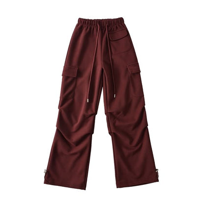 Drawstring Waist Loose Fit Cargo Sweatpants