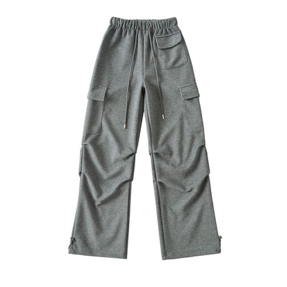 Drawstring Waist Loose Fit Cargo Sweatpants