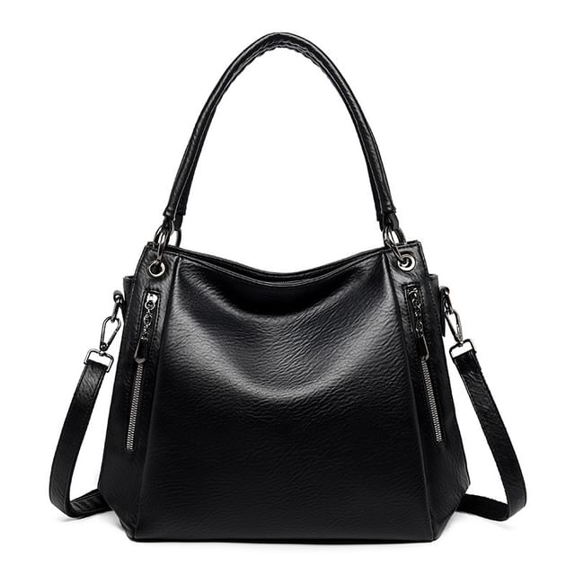Genuine Leather Plain Shoulder Bag