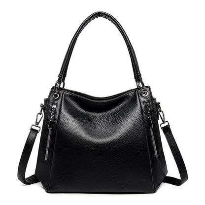 Genuine Leather Plain Shoulder Bag