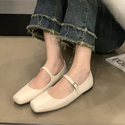 Square Mary Toe Flats Jane