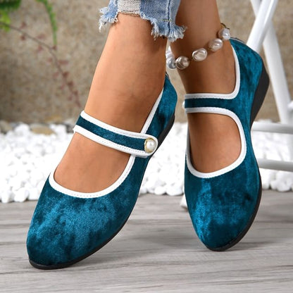 Contrast Trim Wedge Mary Jane Shoes