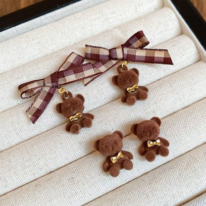 / Bear Drop Earring Stud Bow