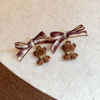 / Bear Drop Earring Stud Bow
