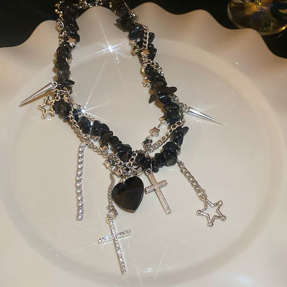 CZ Rhinestone Pendant Necklace