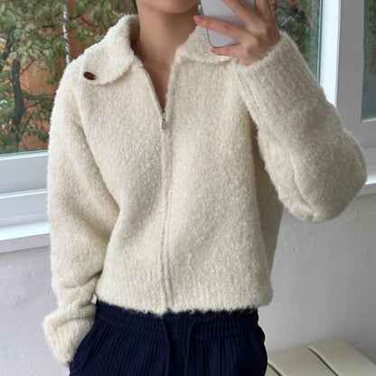 Collared Fleece Zip-Up Jacket