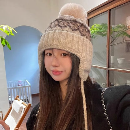 Pom Pom Knit Trapper Hat