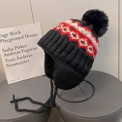 Pom Pom Knit Trapper Hat