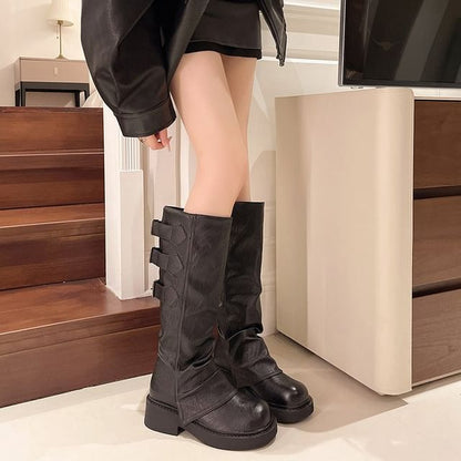 Boots Faux Tall Platform Leather