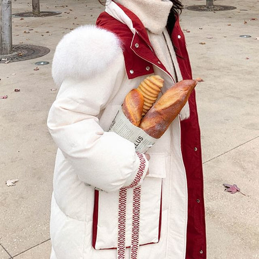 Turtleneck Faux Fur Padded Long Coat