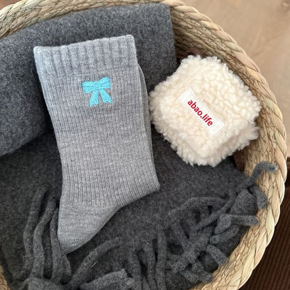 Bow Embroidered Socks