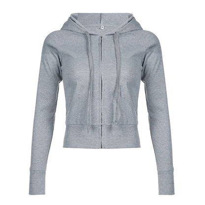 Plain Drawstring Up Hoodie Zip