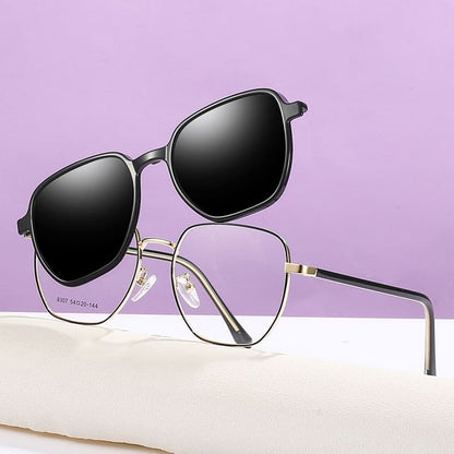 Set: Square Frame Eyeglasses + Clip-On