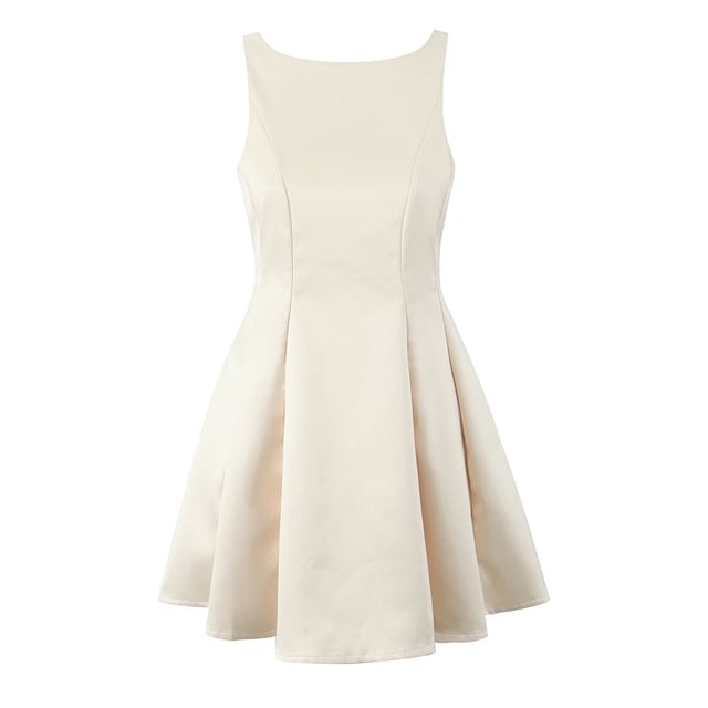 Sleeveless Plain Open Back Mini A-Line Cocktail Dress