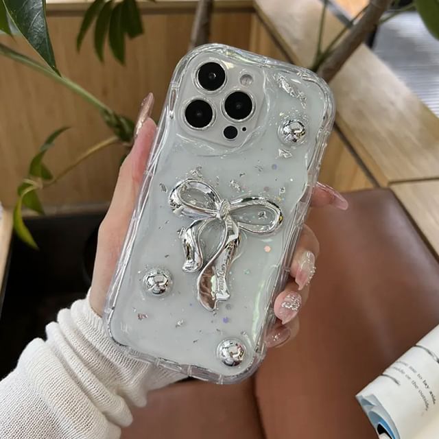 Bow Phone Case / Faux Pearl Strap / Set