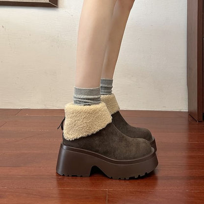 Platform Plain Fleece Lined Ankle Boots