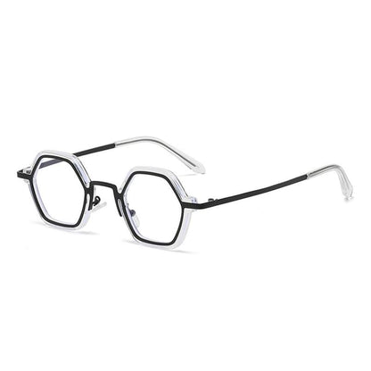 Geometric Metal Frame Blue Light Blocking Eyeglasses