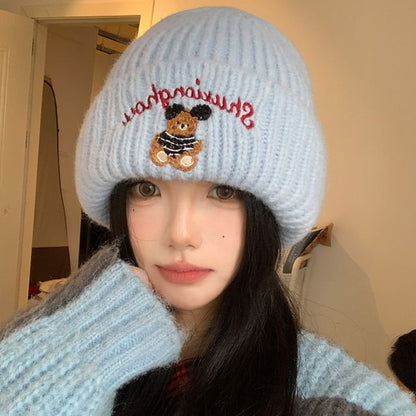 Bear Embroidery Beanie