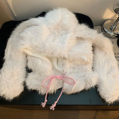 Rabbit Ear Pom Pom Trapper Hat