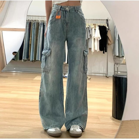 High Rise Wide Leg Cargo Pants