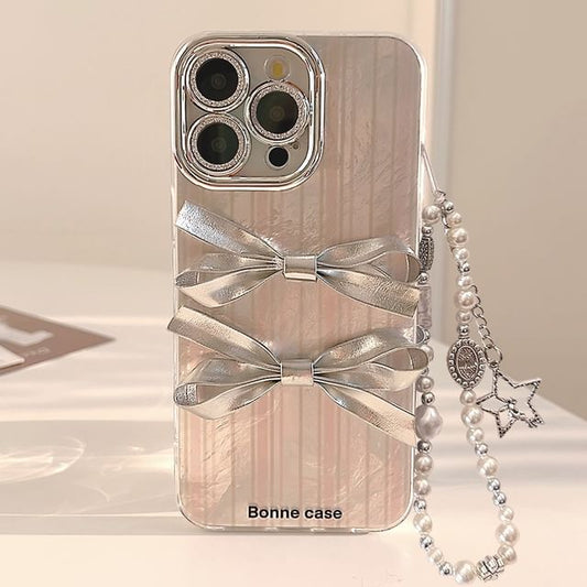 Ribbon Phone Case / Faux Pearl Strap / Set