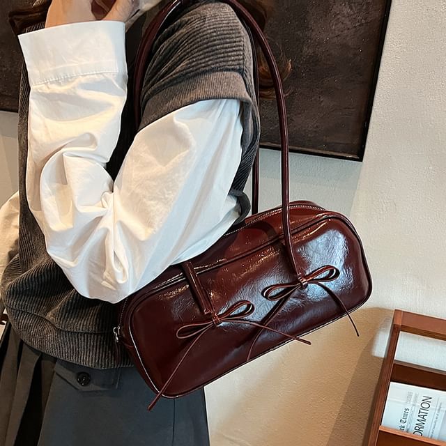 Shoulder Bow Faux Bag Leather