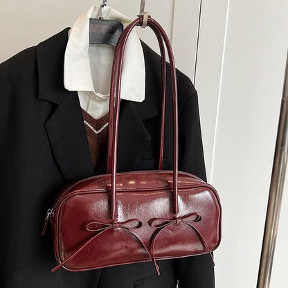 Shoulder Bow Faux Bag Leather