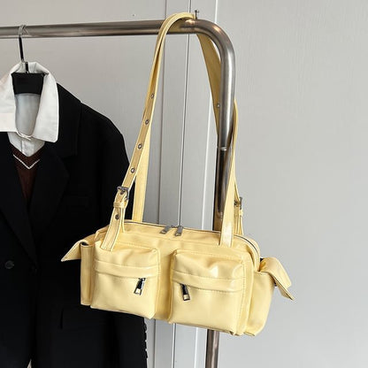 Leather Shoulder Multi-Pocket Faux Bag