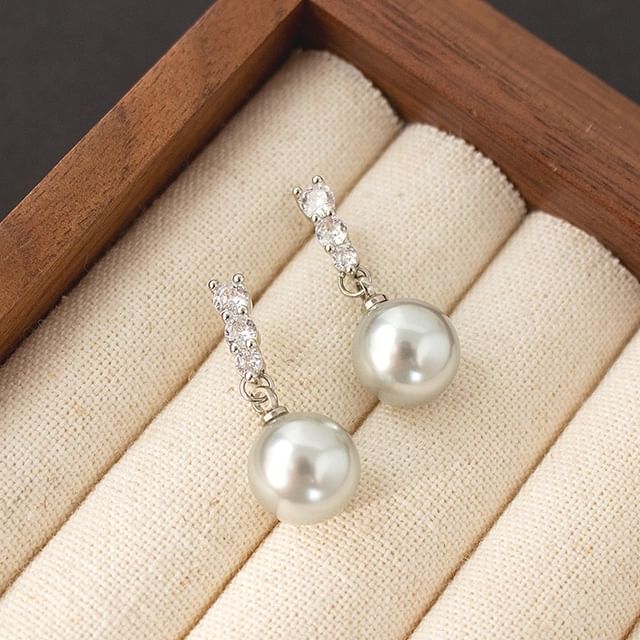 Faux Pearl Rhinestone Alloy Dangle Earring