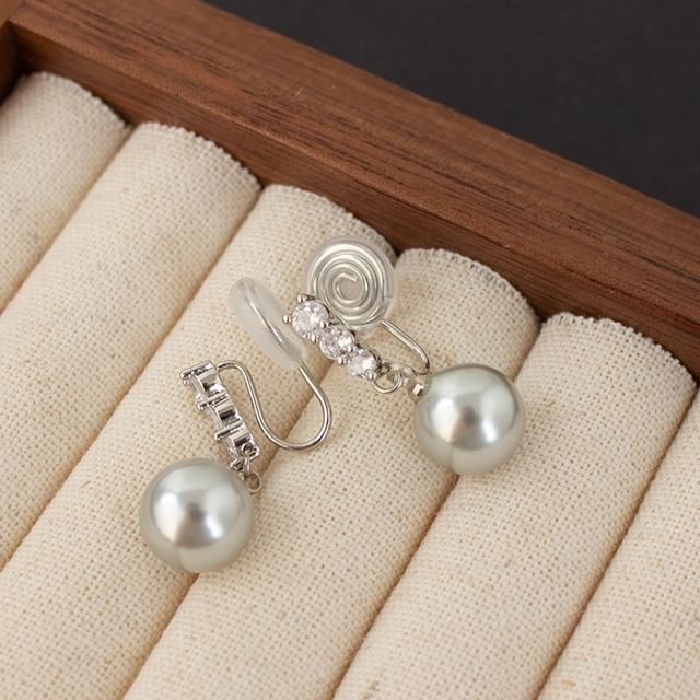 Faux Pearl Rhinestone Alloy Dangle Earring