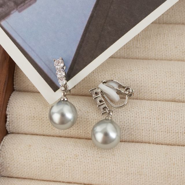 Faux Pearl Rhinestone Alloy Dangle Earring