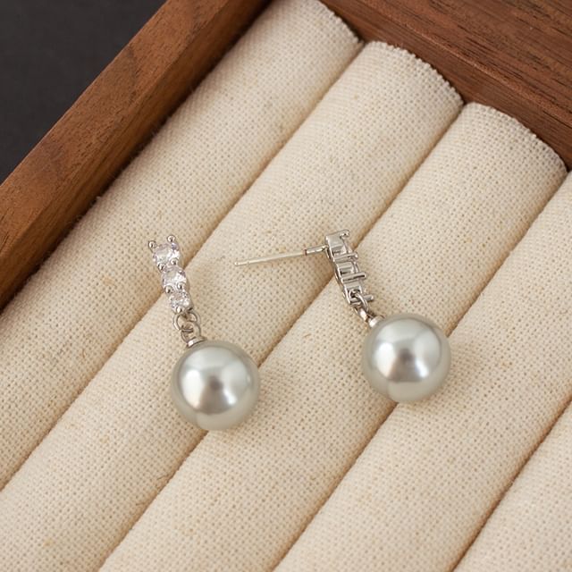 Faux Pearl Rhinestone Alloy Dangle Earring