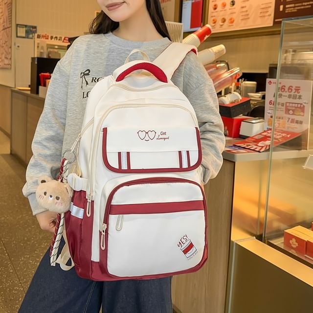 Cartoon Print Nylon Laptop Backpack / Bag Charm / Set