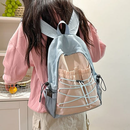 Color Block Nylon Backpack / Bag Charm / Set