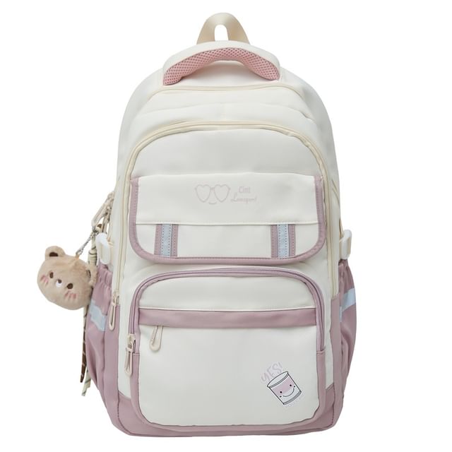 Cartoon Print Nylon Laptop Backpack / Bag Charm / Set