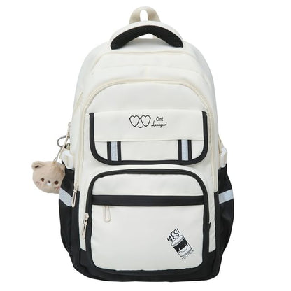 Cartoon Print Nylon Laptop Backpack / Bag Charm / Set
