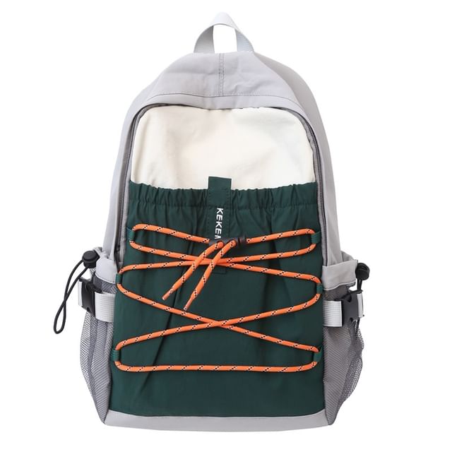 Color Block Nylon Backpack / Bag Charm / Set